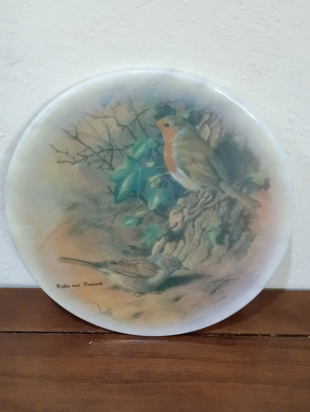 Robin And Dunnock Glazed Marble Plate - Vintage 1960s!
